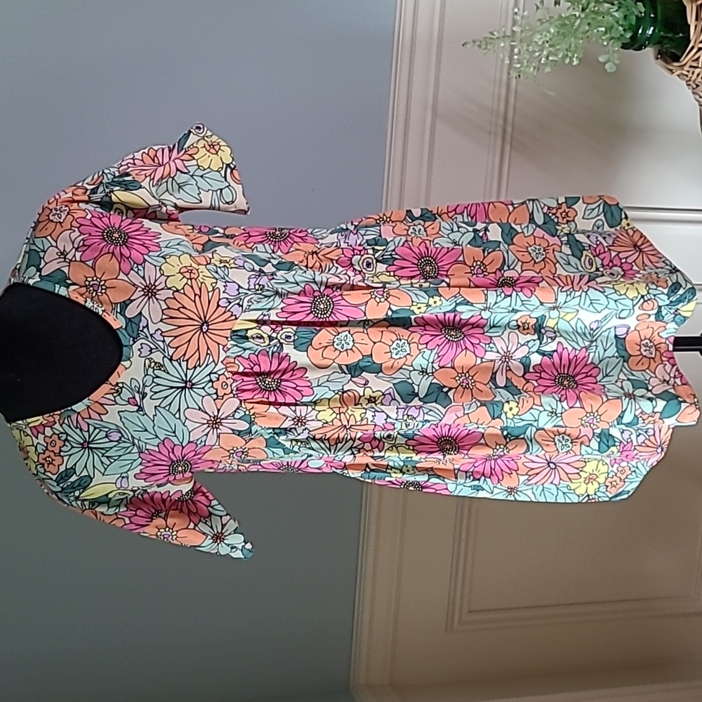 Bombom Mod Floral Babydoll T Shirt Swing Dress
